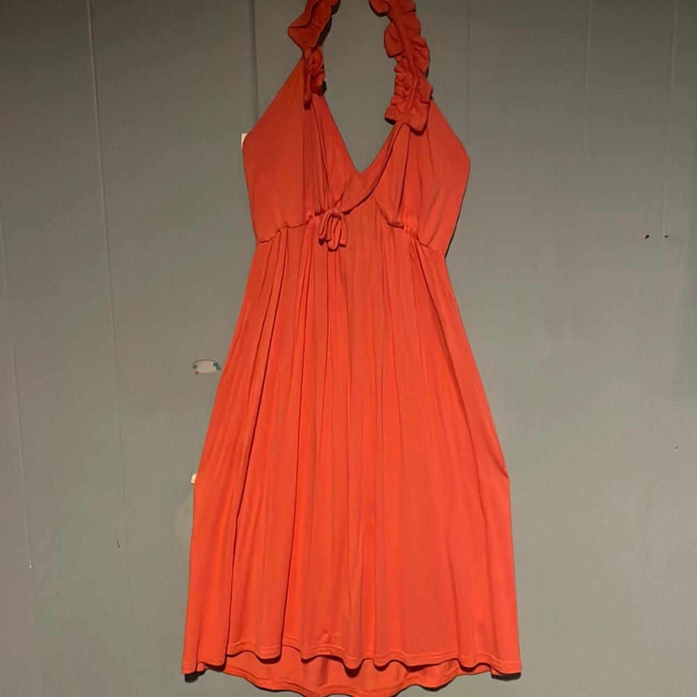 Coral Halterneck Dress by Aryeh